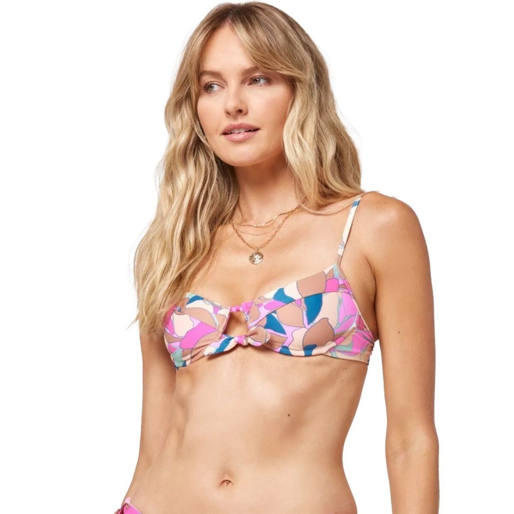 Revolve L*space Swim Pink Purple Teal Rose Bikini Top Size Large NWT!